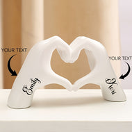 Personalized Hand Heart Sculpture | Custom Resin Desk Decor | Anniversary Gift for Couple