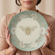Bridgerton Inspired 10" Bee Plate | Sage Green Regencycore Dinnerware | Wedding Gift
