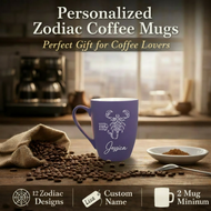 11 oz Personalized Zodiac Mug | Purple Ceramic Horoscope Cup with Name | Birthday Gift