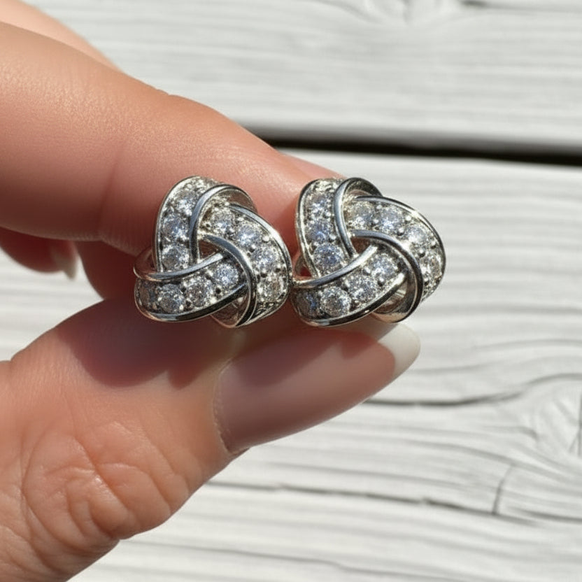 4 Carat Moissanite Knot Stud Earrings | Sterling Silver Bridal Earrings | Anniversary Gift for Her