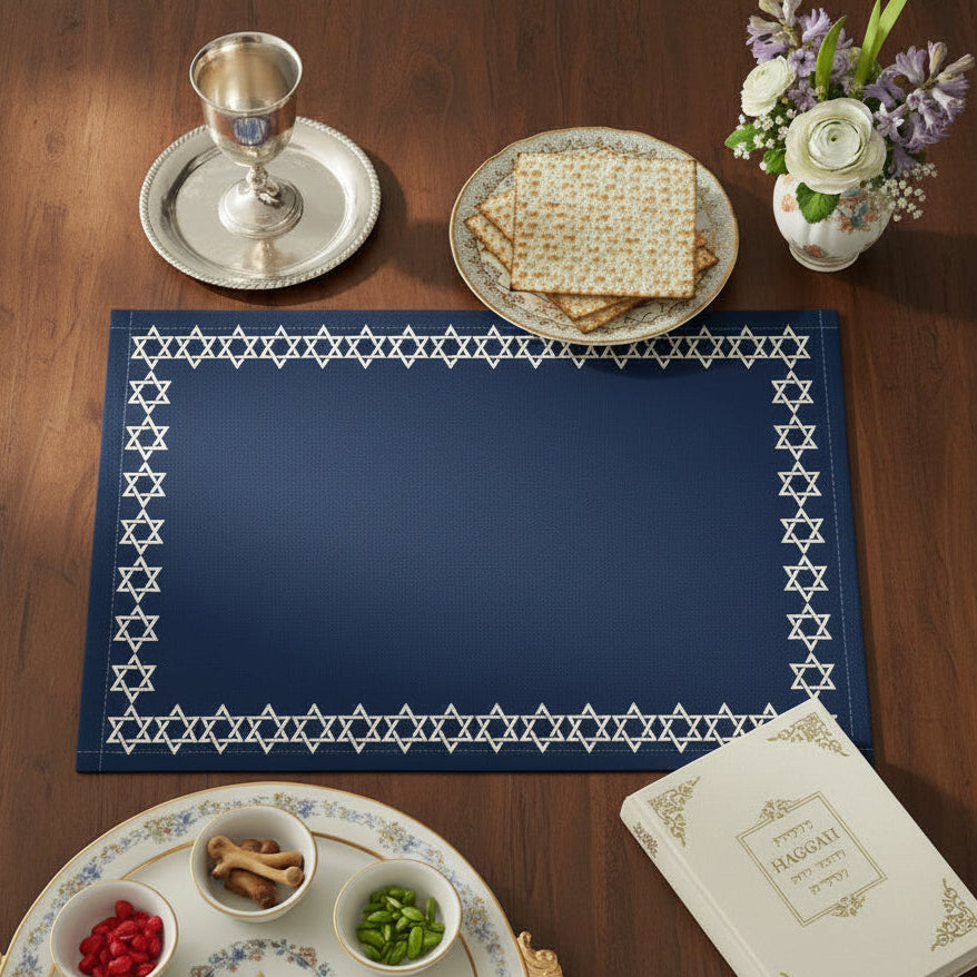Set of 4/6 Jewish Placemats | 18"x12" Star of David Table Mats | Passover Shabbat Judaica