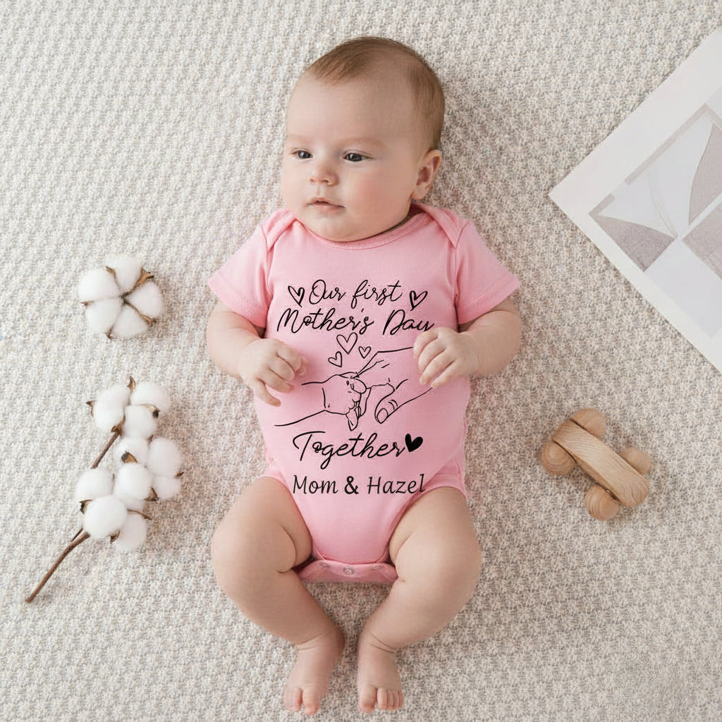 Personalized Baby’s First Mother’s Day Romper with Custom Name | 5 Colors | Sizes 3M-24M
