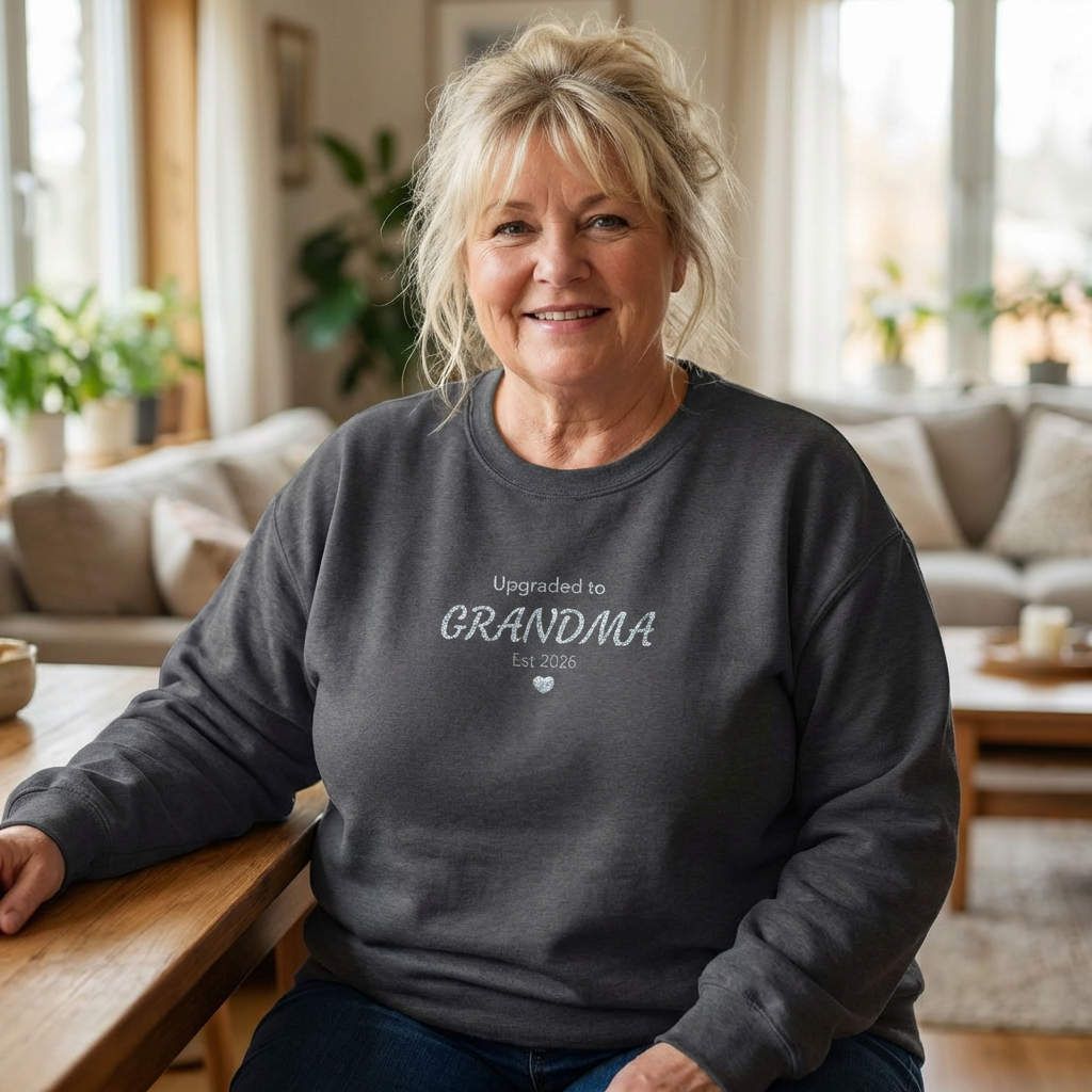 Upgraded to Grandma Embroidered Sweatshirt | Mother's Day Gift for Mom or Grandparent | 10 Colors
