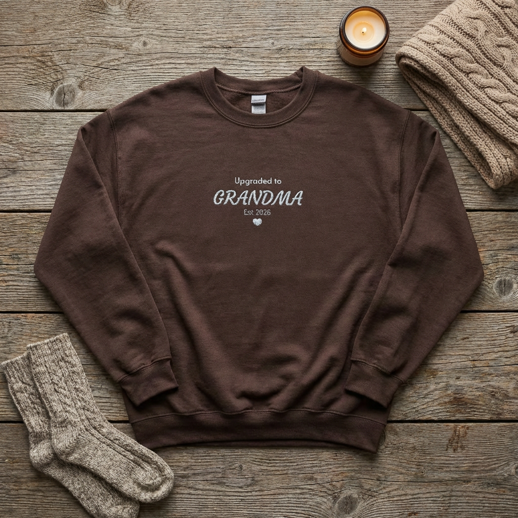 Upgraded to Grandma Embroidered Sweatshirt | Mother's Day Gift for Mom or Grandparent | 10 Colors