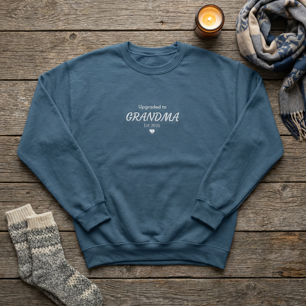 Upgraded to Grandma Embroidered Sweatshirt | Mother's Day Gift for Mom or Grandparent | 10 Colors