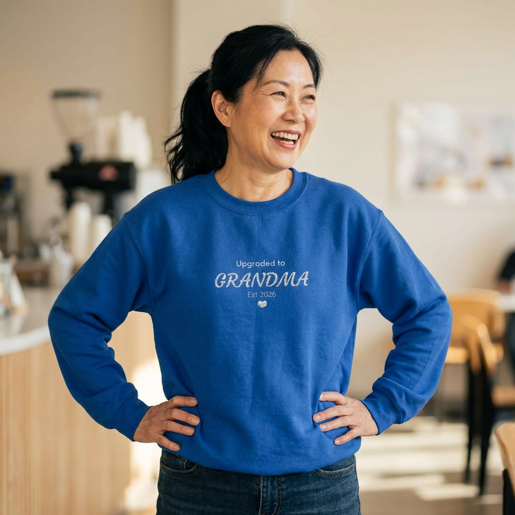 Upgraded to Grandma Embroidered Sweatshirt | Mother's Day Gift for Mom or Grandparent | 10 Colors