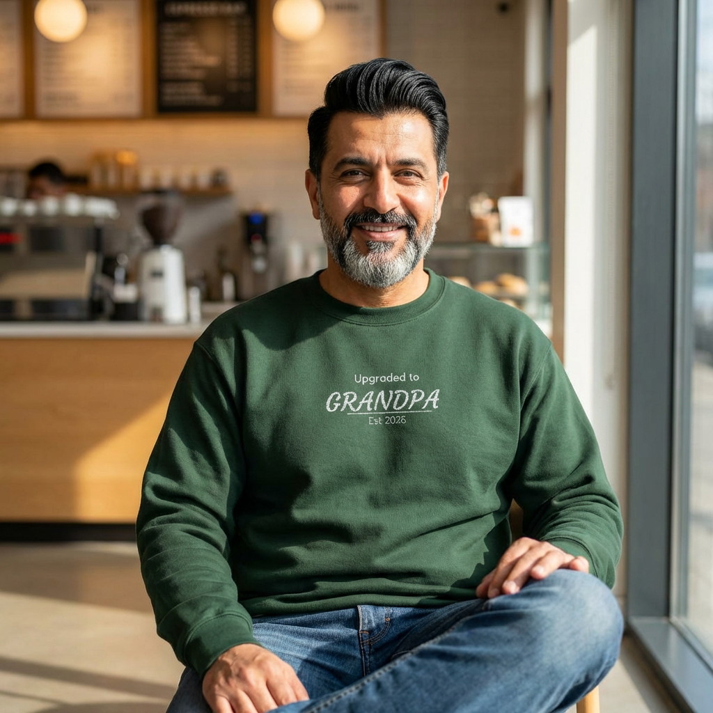 Upgraded to Grandpa Embroidered Sweatshirt | Father's Day Gift for Dad or Grandparent | 10 Colors
