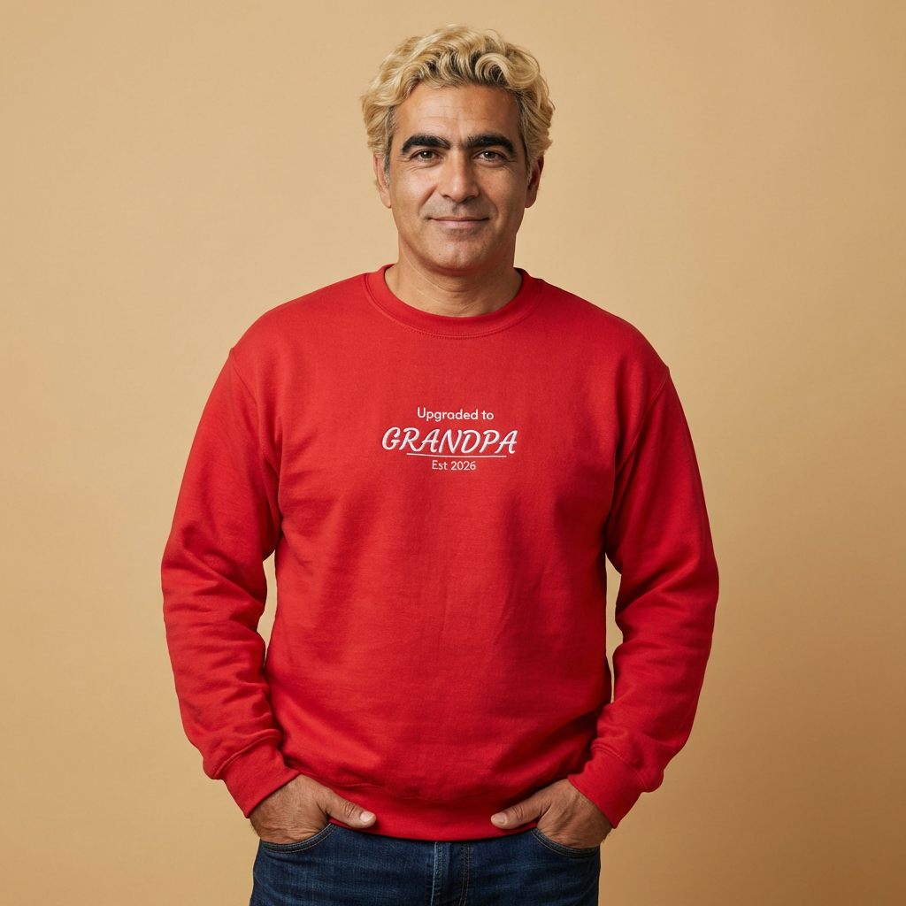 Upgraded to Grandpa Embroidered Sweatshirt | Father's Day Gift for Dad or Grandparent | 10 Colors