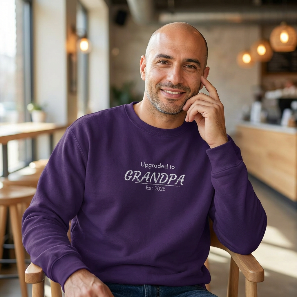 Upgraded to Grandpa Embroidered Sweatshirt | Father's Day Gift for Dad or Grandparent | 10 Colors