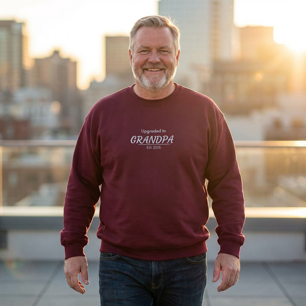 Upgraded to Grandpa Embroidered Sweatshirt | Father's Day Gift for Dad or Grandparent | 10 Colors