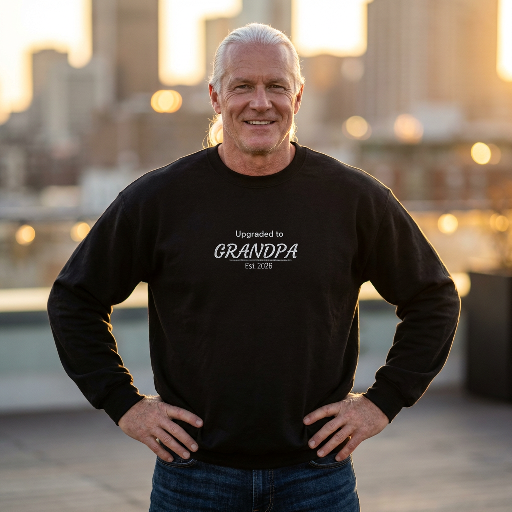 Upgraded to Grandpa Embroidered Sweatshirt | Father's Day Gift for Dad or Grandparent | 10 Colors