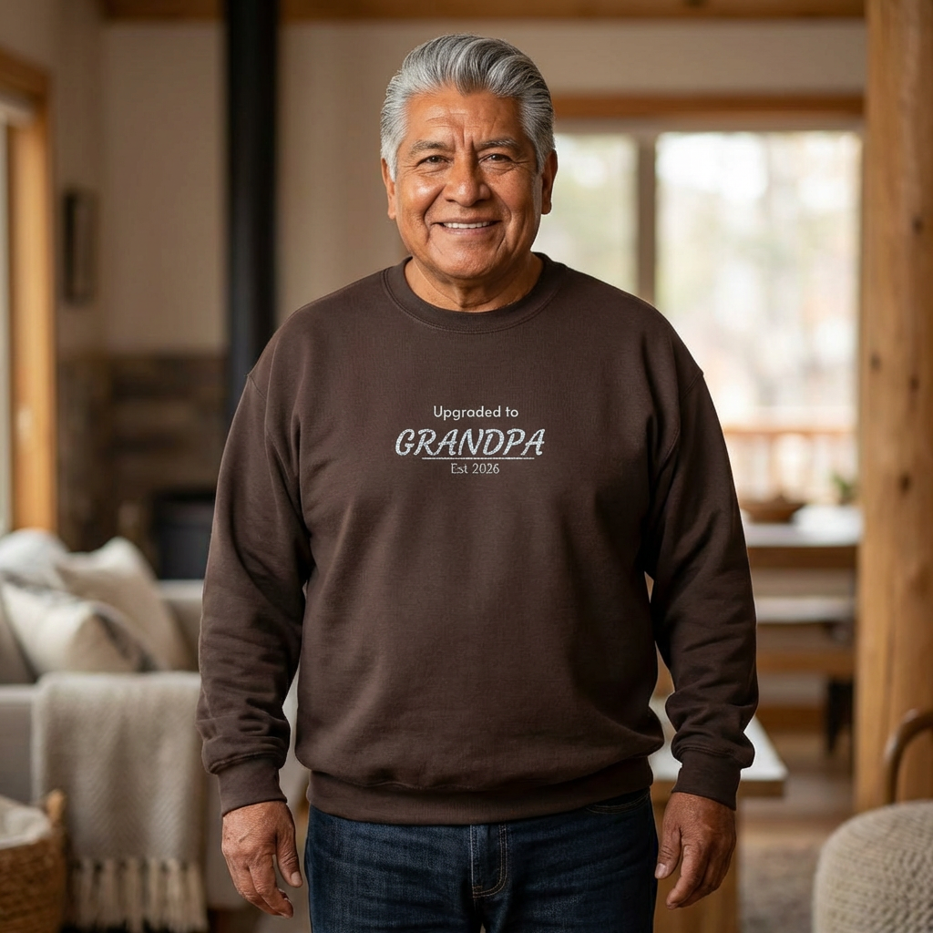Upgraded to Grandpa Embroidered Sweatshirt | Father's Day Gift for Dad or Grandparent | 10 Colors