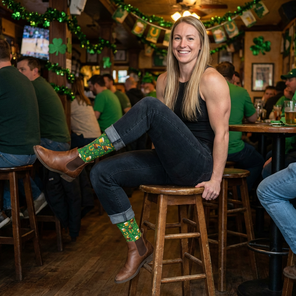Unisex St. Patrick’s Day Beer & Lucky Charms Crew Socks