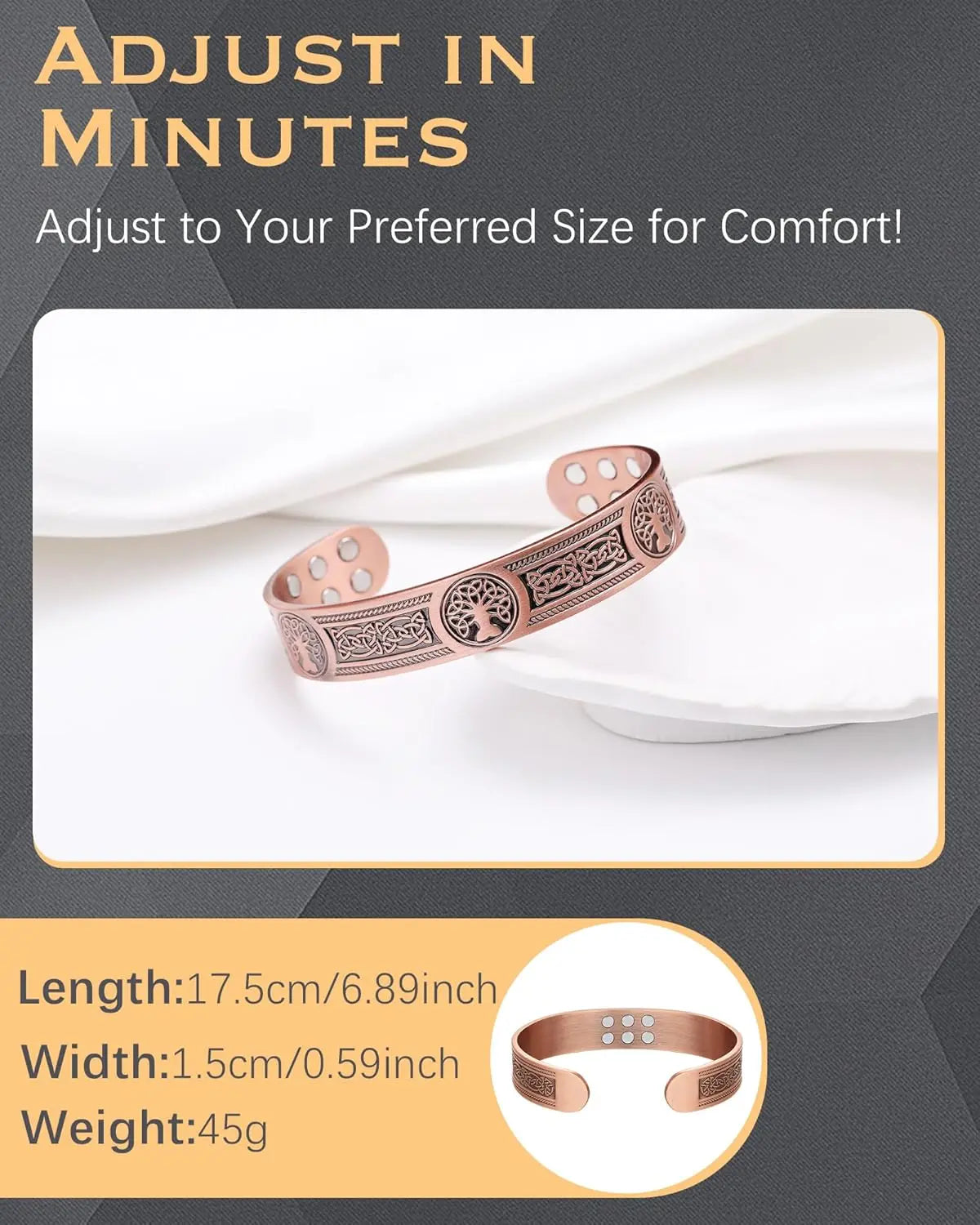 Tree of Life Copper Magnetic Bracelet – Celtic Copper Cuff