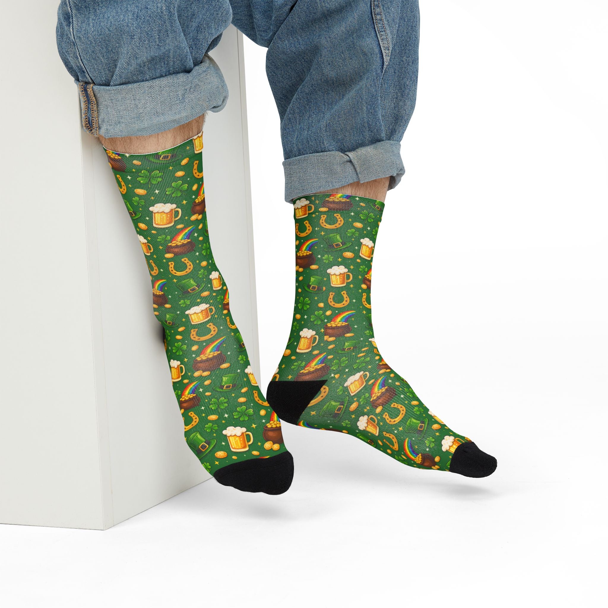 Unisex St. Patrick’s Day Beer & Lucky Charms Crew Socks