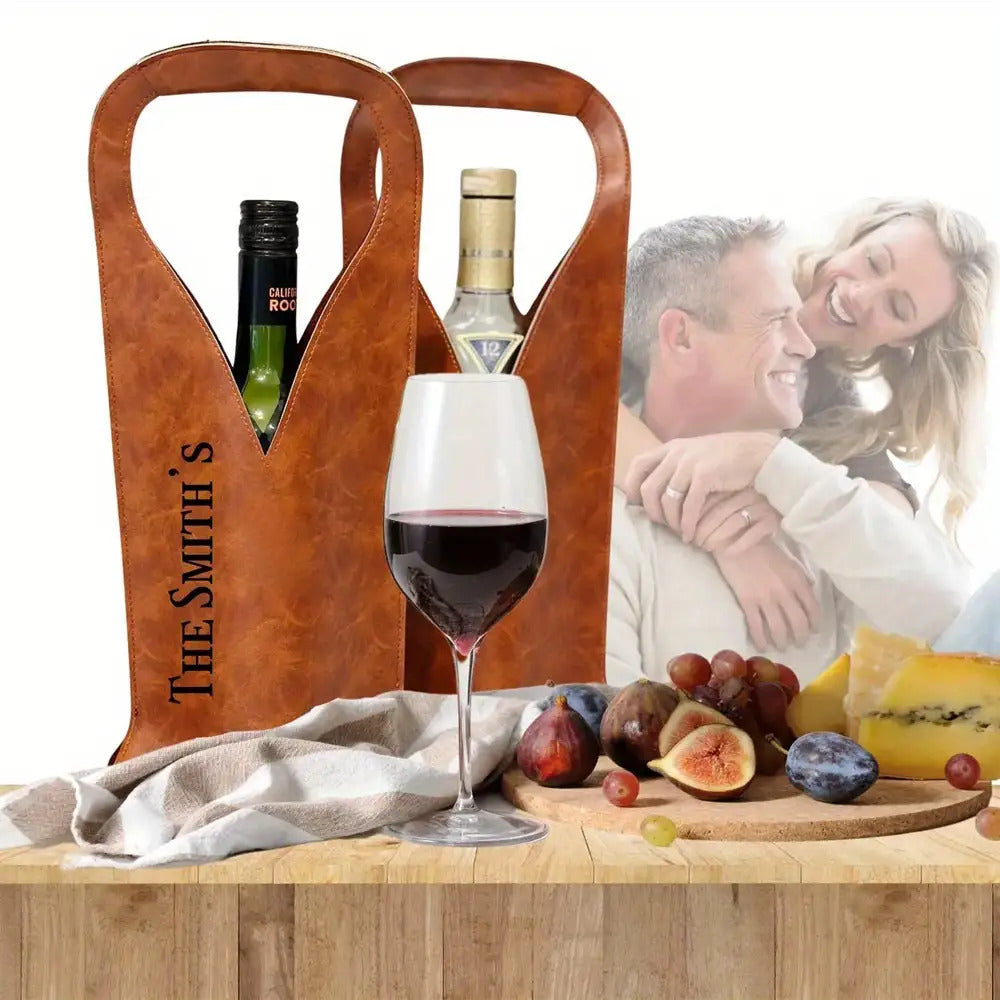 Personalized Leather Wine Bag | Bridesmaid Favors | Mother’s Day or Birthday Gift for Her