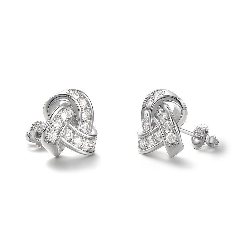 4 Carat Moissanite Knot Stud Earrings | Sterling Silver Bridal Earrings | Anniversary Gift for Her