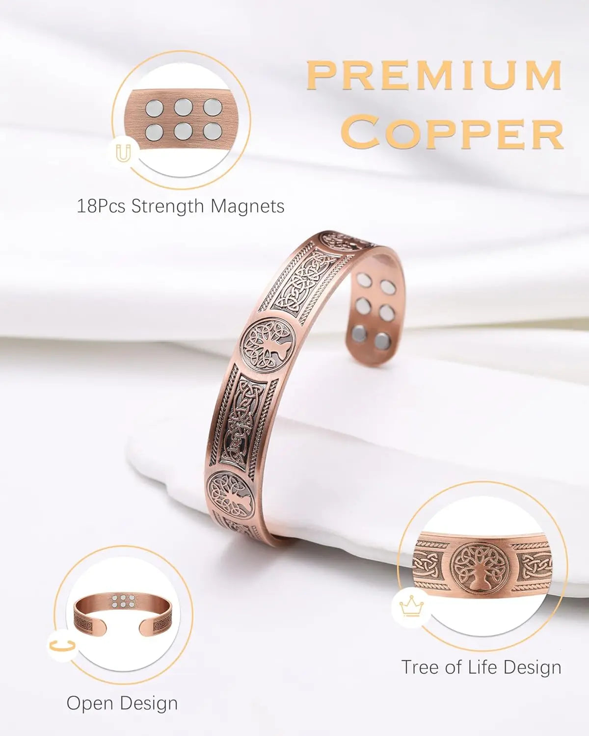 Tree of Life Copper Magnetic Bracelet – Celtic Copper Cuff