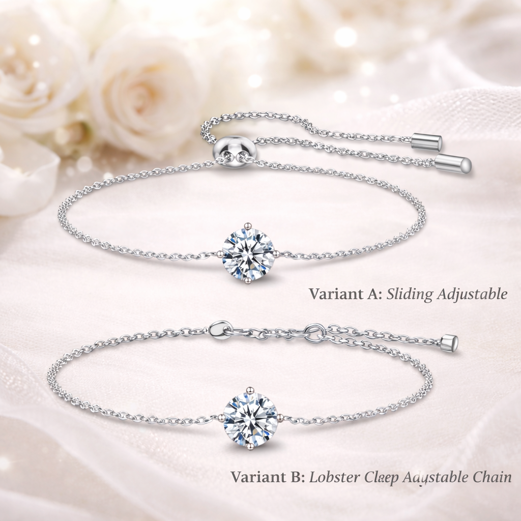 CT Moissanite Bracelet 925 Sterling Silver | Bridal Wedding Bracelet | Adjustable Tennis Bracelet with Clasp Options