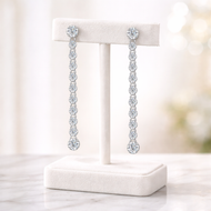 Moissanite Tassel Drop Earrings | Sterling Silver, Wedding Jewelry