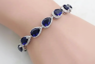 Blue Zircon Crystal Bracelet - Zinc Alloy Metal - Bride / Wedding, Birthday
