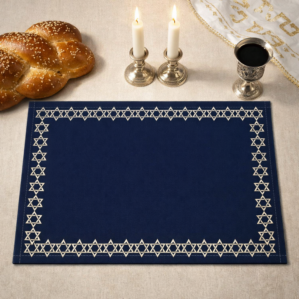 Set of 4/6 Jewish Placemats | 18"x12" Star of David Table Mats | Passover Shabbat Judaica