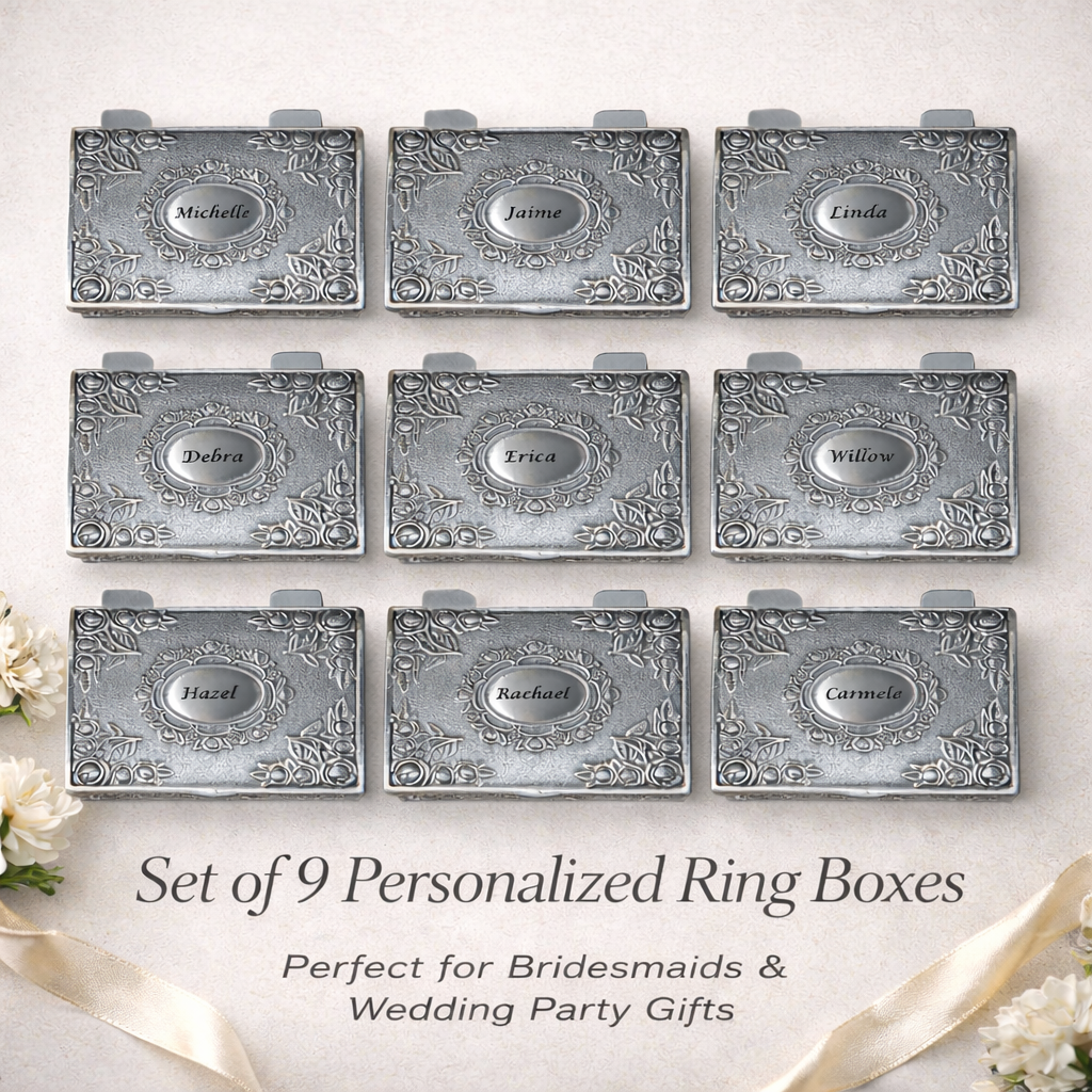 Personalized Vintage Ring Box | Small Custom Name Jewelry Box | Bridesmaid Gift
