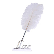 Wedding White Feather Quill Pen Set with "Love" Holder Guest Book Signing Pen And Holder for Wedding Decorations
