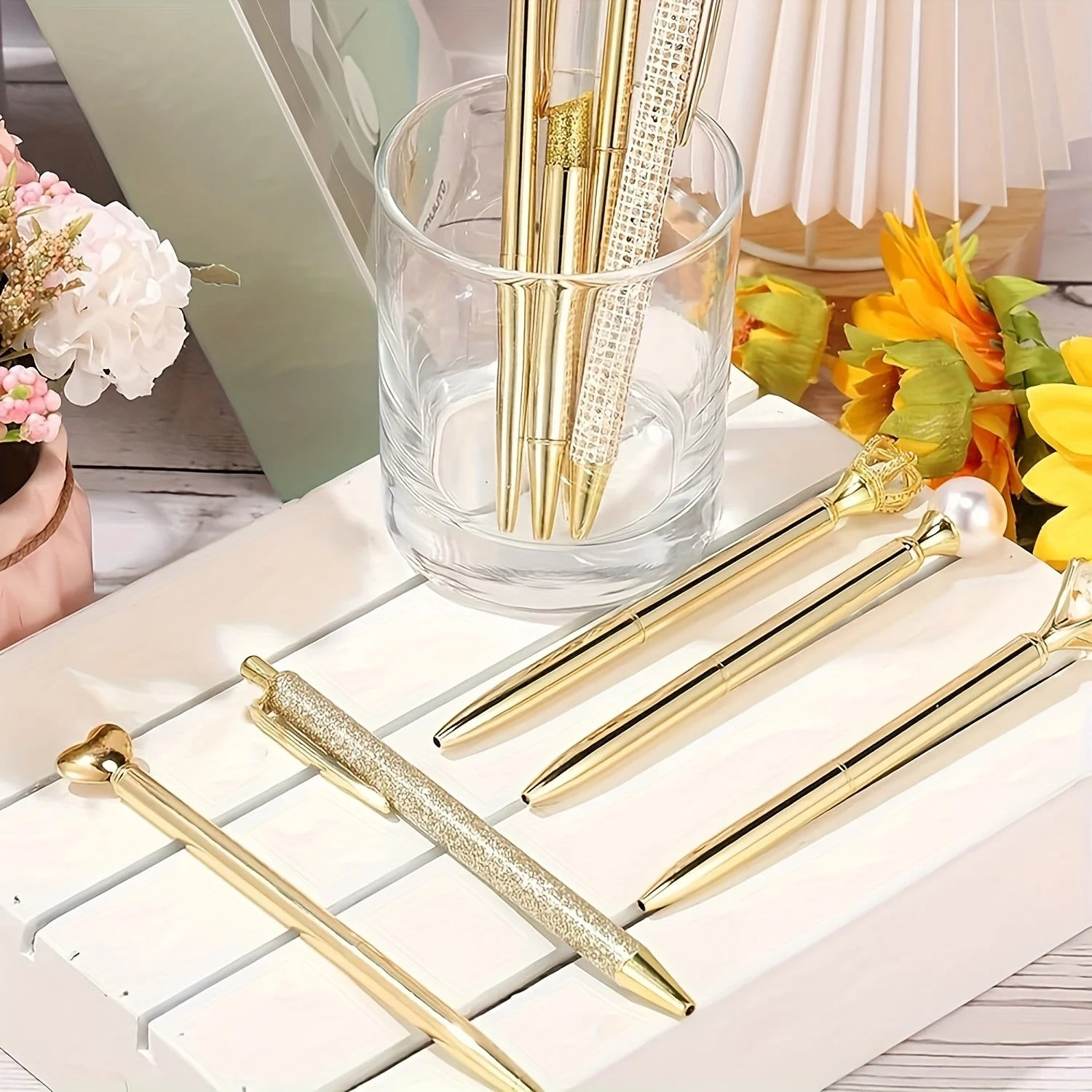 9pcs Gold Ballpoint Pens | Wedding Guestbook Signature Pens