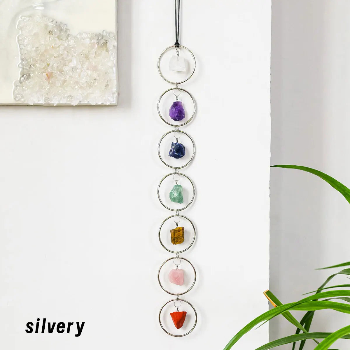 Raw Stone 7 Chakra Crystal Wall Hanging | Boho Spiritual Decor