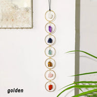 Raw Stone 7 Chakra Crystal Wall Hanging | Boho Spiritual Decor