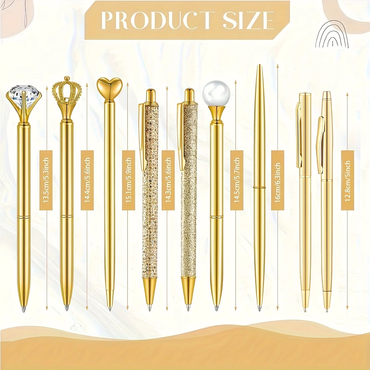 9pcs Gold Ballpoint Pens | Wedding Guestbook Signature Pens