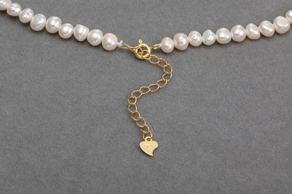 Baroque Freshwater Pearl Necklace | Sterling Silver or Gold Plated