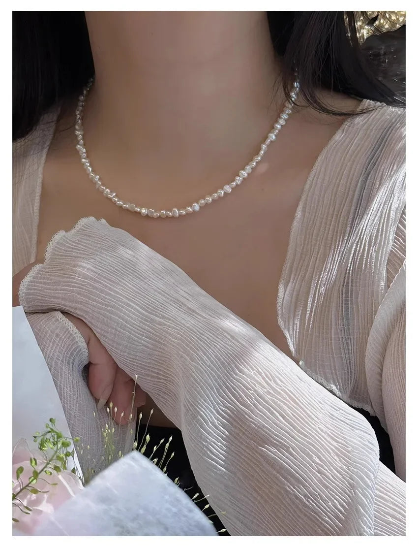 Baroque Freshwater Pearl Necklace | Sterling Silver or Gold Plated
