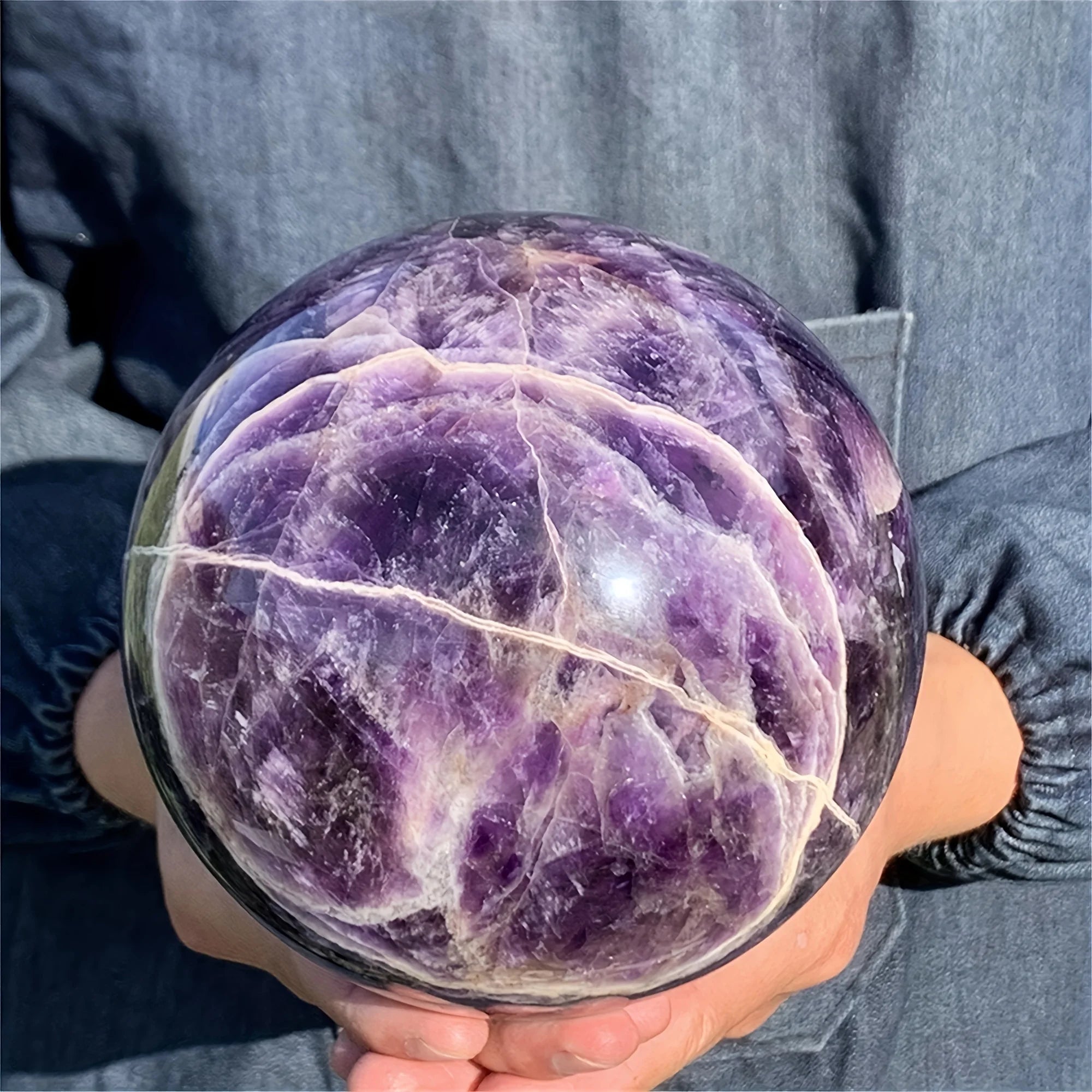 6.5-7cm Dream Amethyst Crystal Ball - Polished Room Decor - Healing Stone for Peaceful Energy