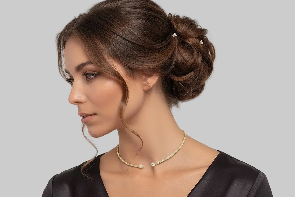 Moissanite Heart Tennis Necklace | 925 Sterling Silver Choker | Gift for Her