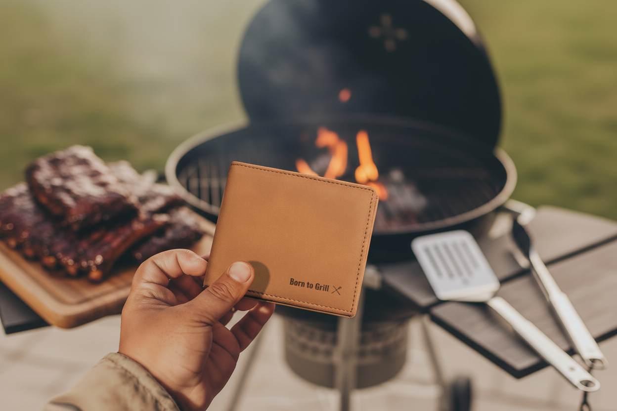 Born to Grill Leather Wallet for Grill Masters | Father's Day Gift for BBQ lover