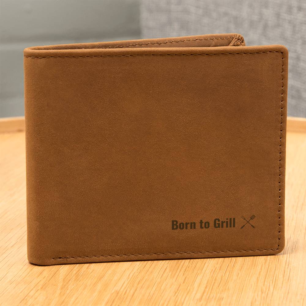 Born to Grill Leather Wallet for Grill Masters | Father's Day Gift for BBQ lover