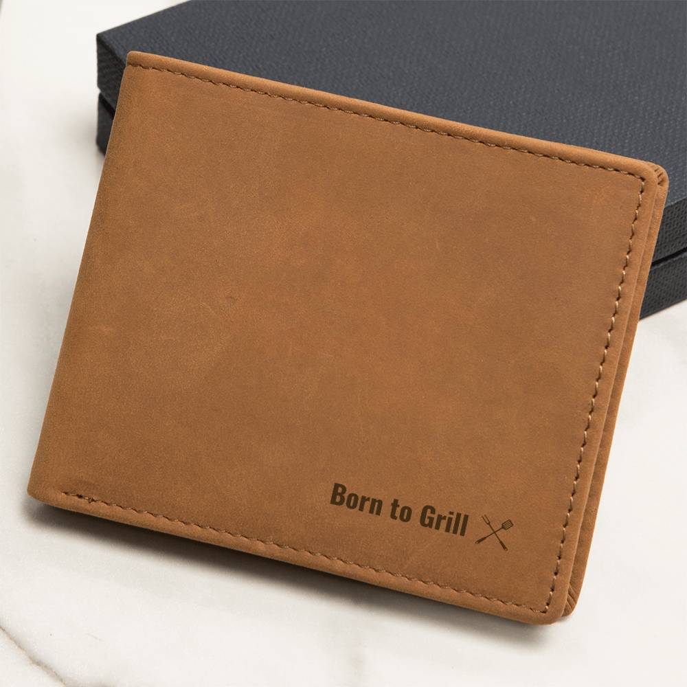 Born to Grill Leather Wallet for Grill Masters | Father's Day Gift for BBQ lover