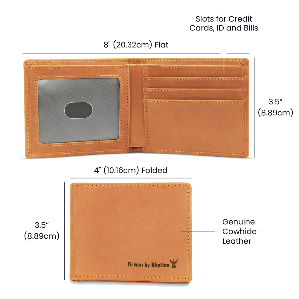 Driven by Rhythm Leather Wallet for Music Lover | Father's Day Gift for Musician | Birthday Present