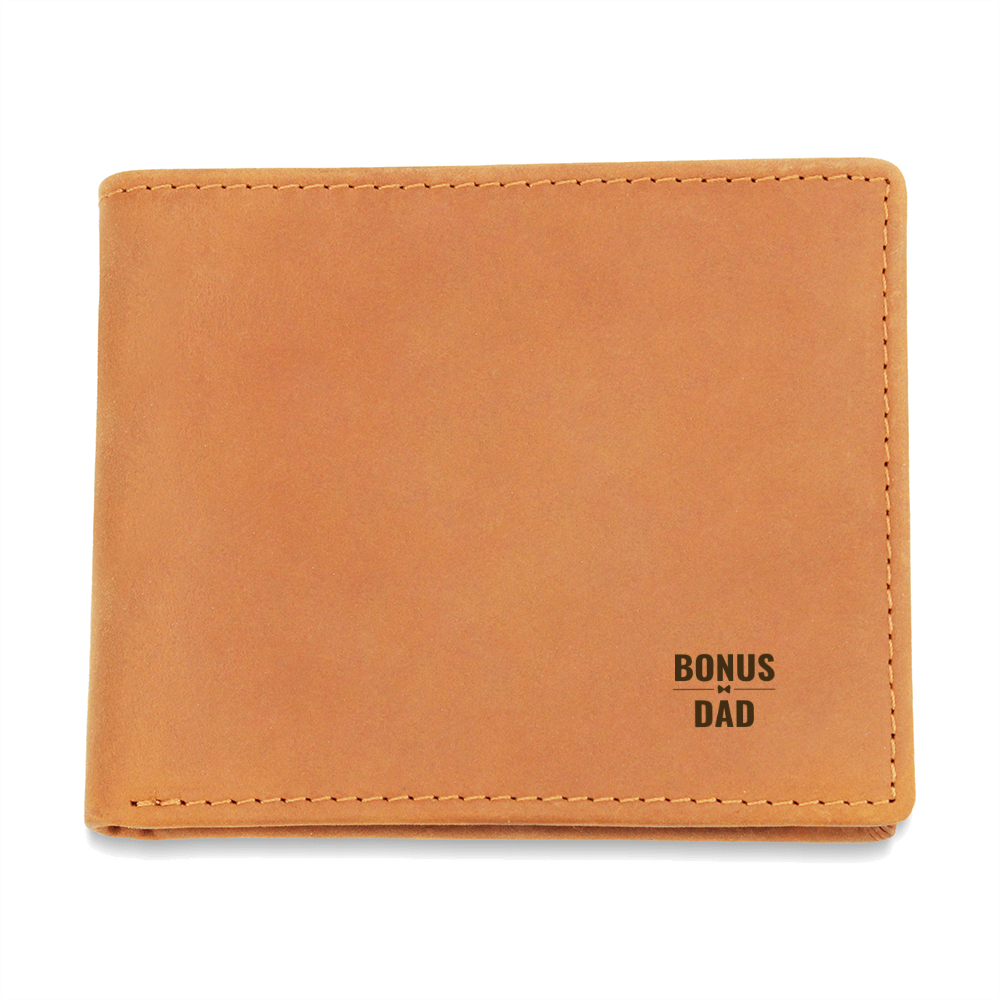 Bonus Dad Leather Wallet for Stepfather | Father's Day Gift for Stepdad | Birthday Present