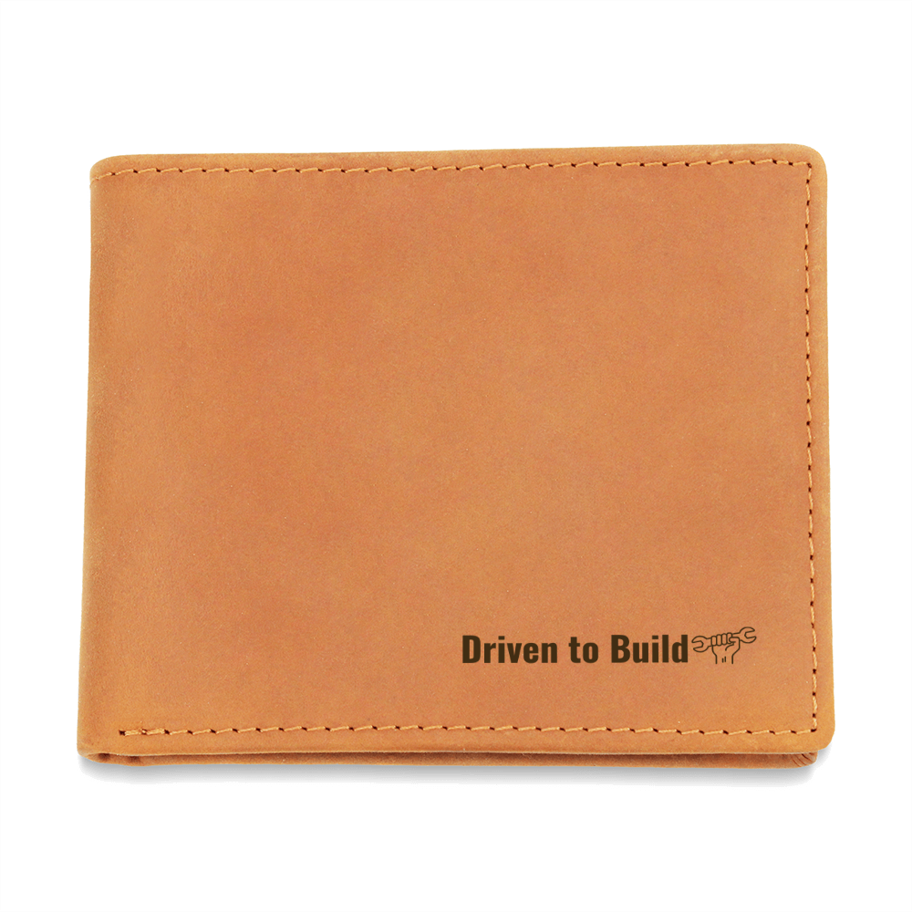 Driven to Build Leather Wallet for Engineer or Maker | Father's Day Gift | Birthday Present
