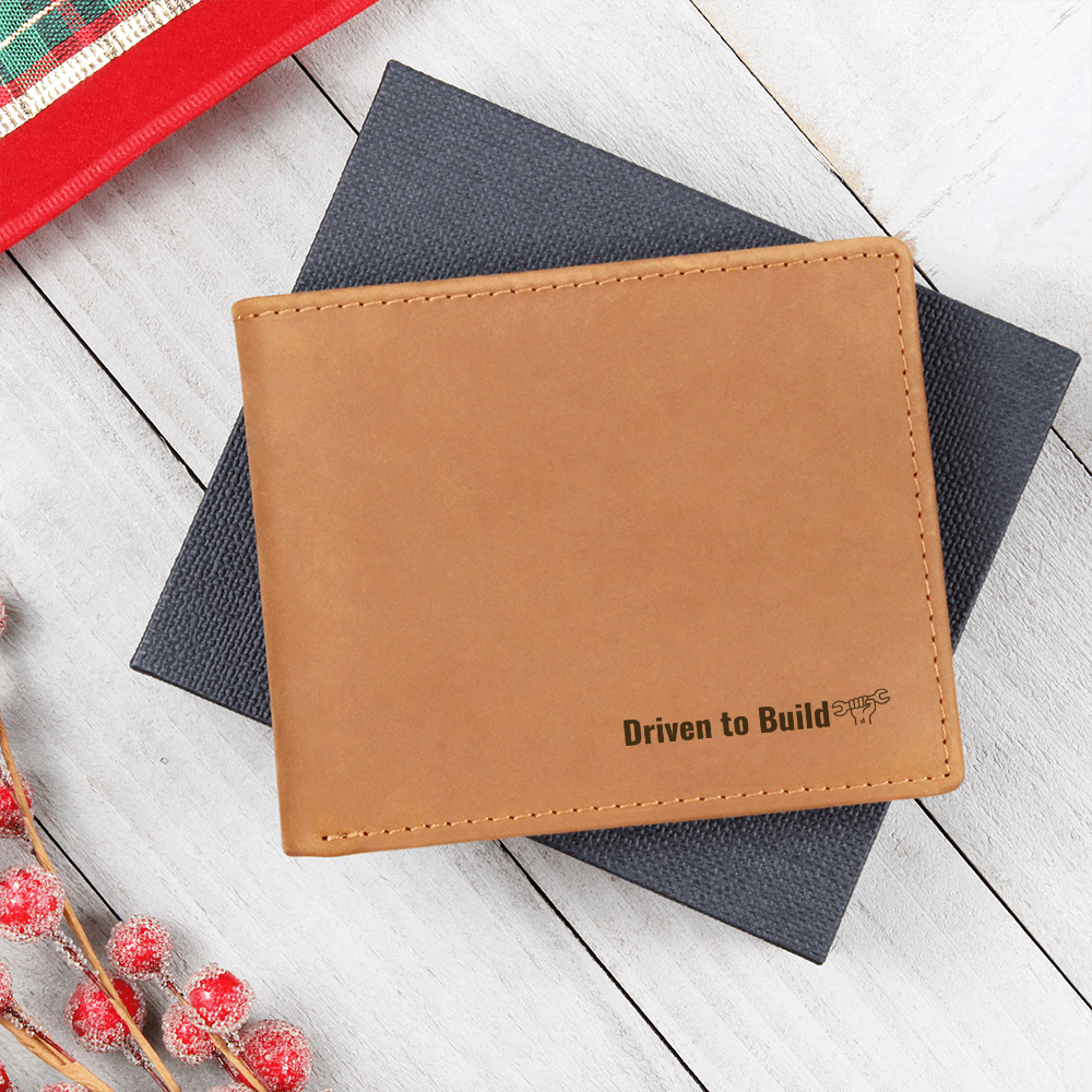 Driven to Build Leather Wallet for Engineer or Maker | Father's Day Gift | Birthday Present