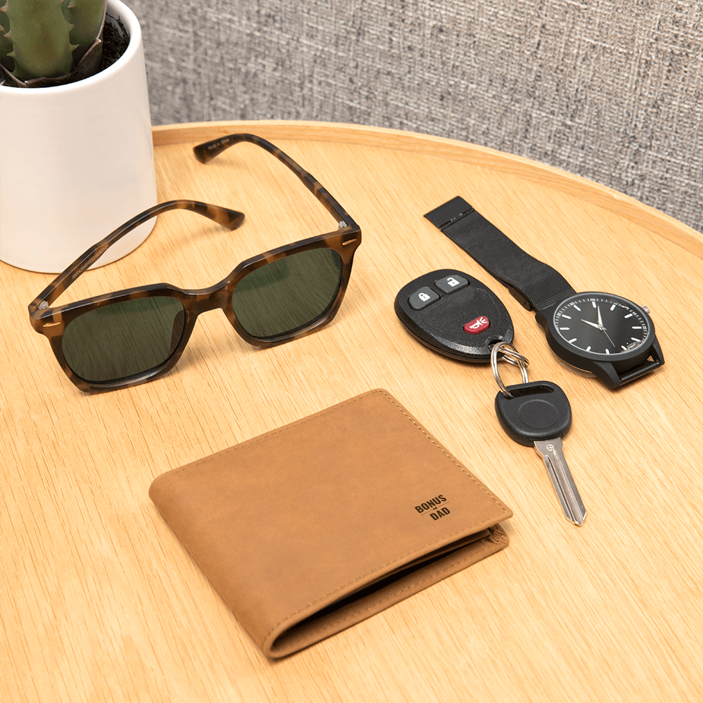 Bonus Dad Leather Wallet for Stepfather | Father's Day Gift for Stepdad | Birthday Present