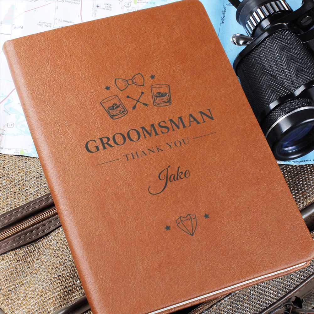 Personalized "Groomsman Thank You" - Vegan Leather Bound Journal Gift