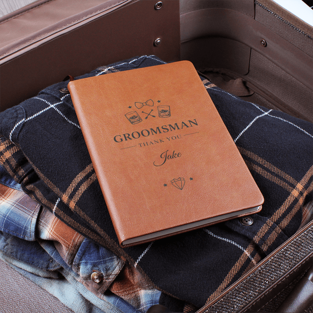 Personalized "Groomsman Thank You" - Vegan Leather Bound Journal Gift