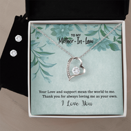 14K Plated CZ Heart Necklace and Earring Gift Set for Mother-in-Law | Mother's Day Gift