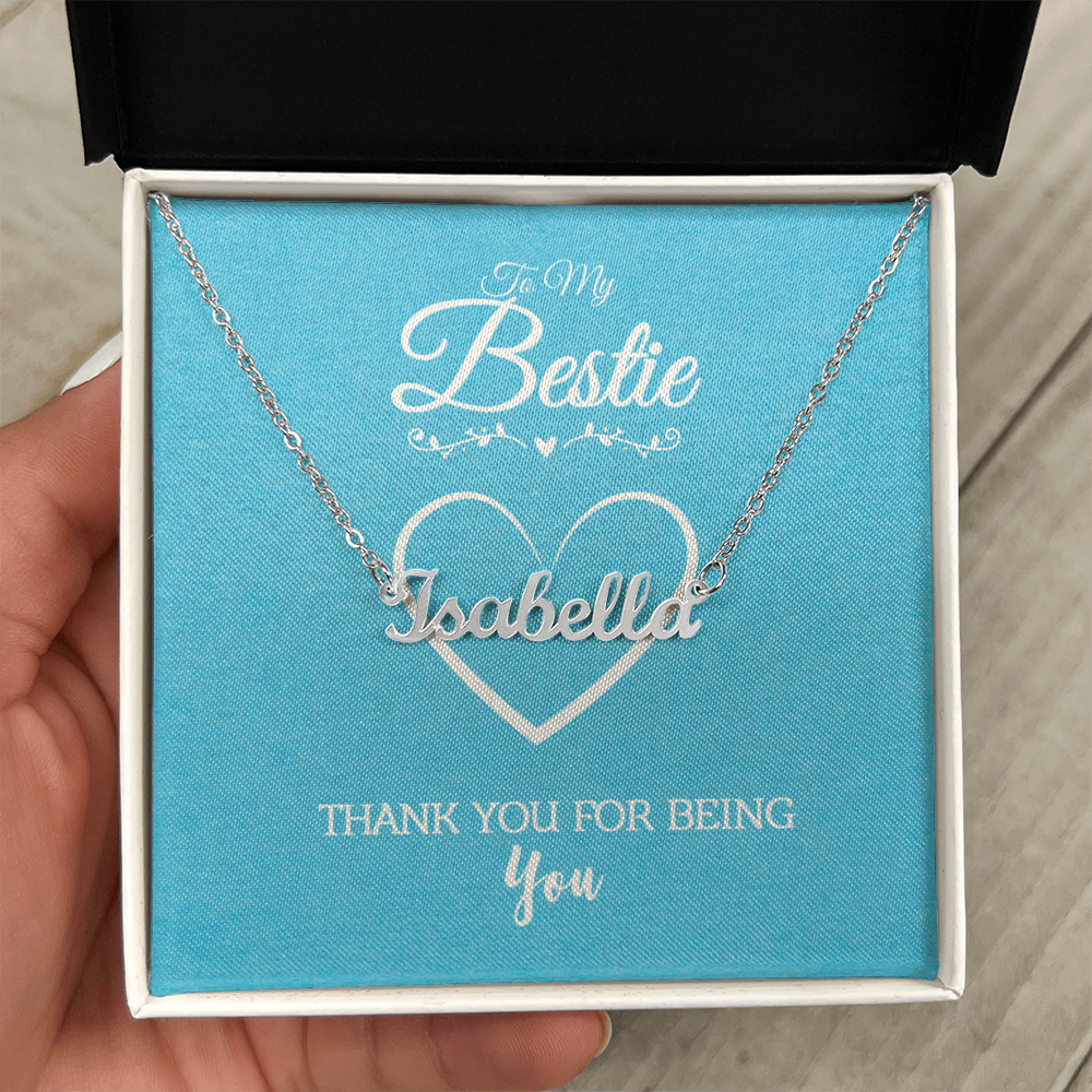Name Necklace Gift for Best Friend with Message Card and Gift Box