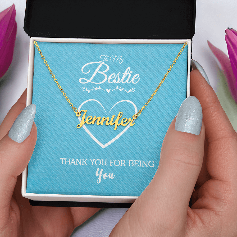 Name Necklace Gift for Best Friend with Message Card and Gift Box