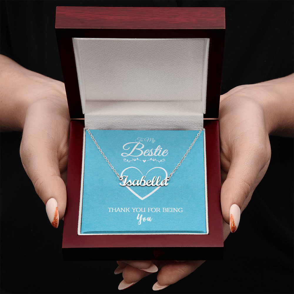 Name Necklace Gift for Best Friend with Message Card and Gift Box